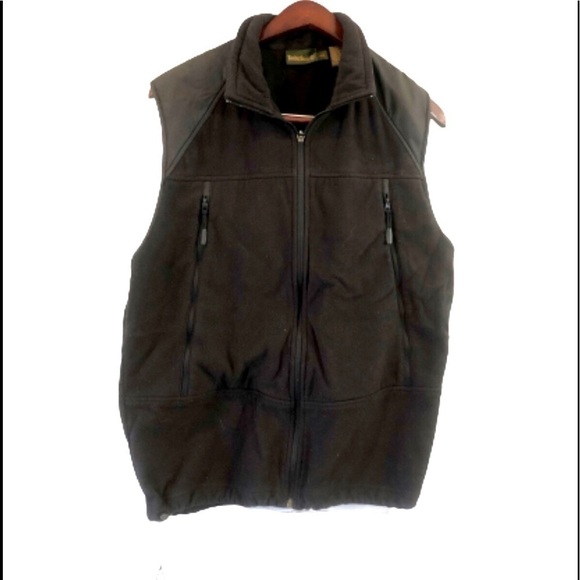 𝅺timberland black fleece zippered unisex vest small - Picture 1 of 7